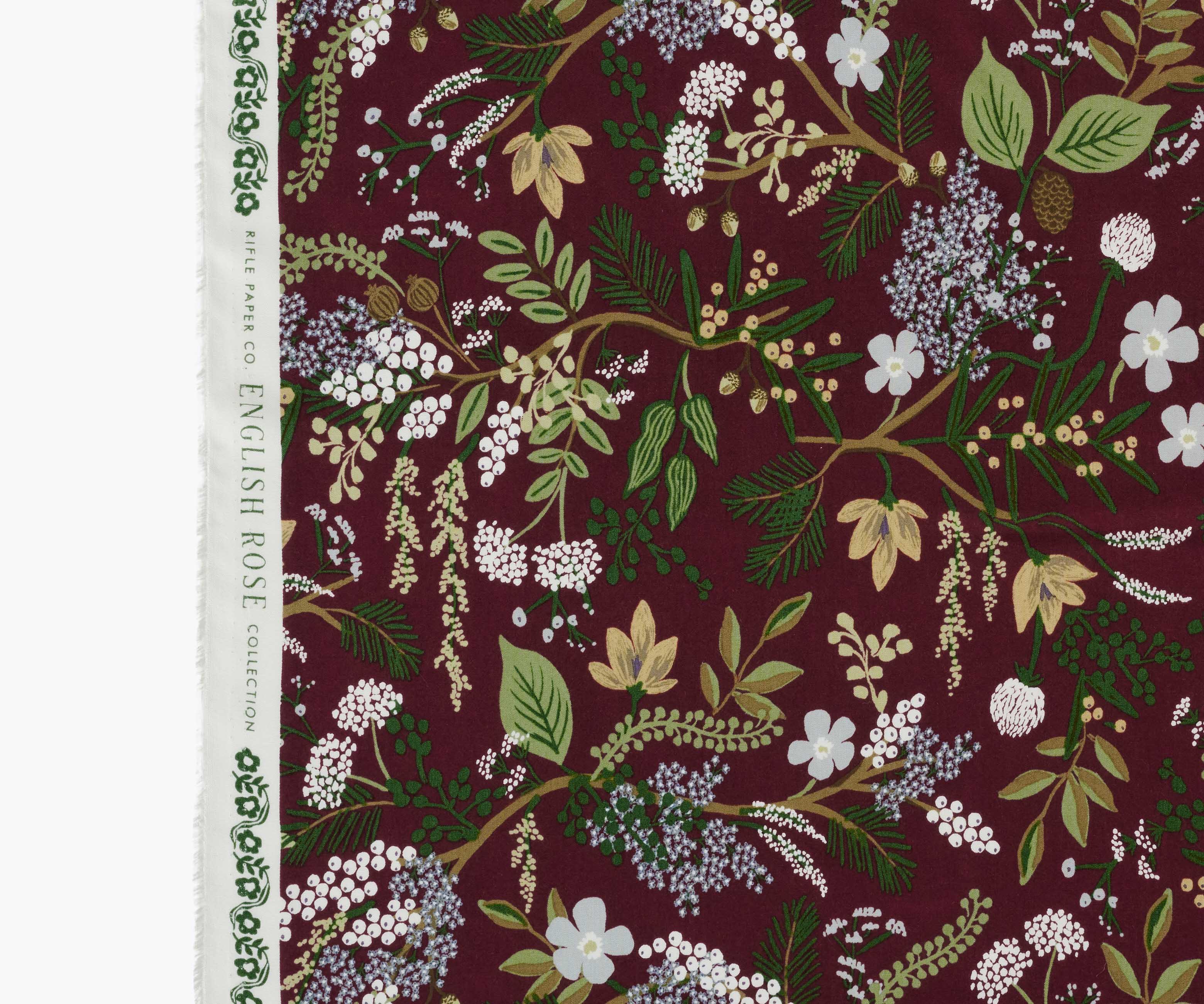 Juniper Forest Rayon Fabric - Burgundy